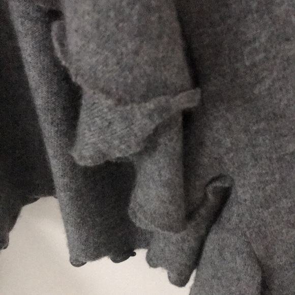 Aqua Grey 100% Cashmere Long Cardigan with Ruffle. - Picture 8 of 10